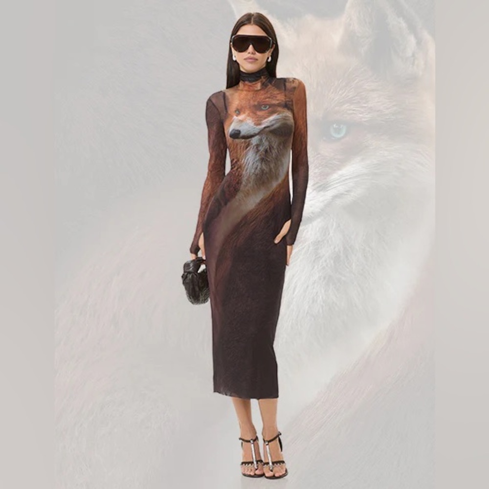 🦊 AFRM Shailene Fox Face Dress NWT M